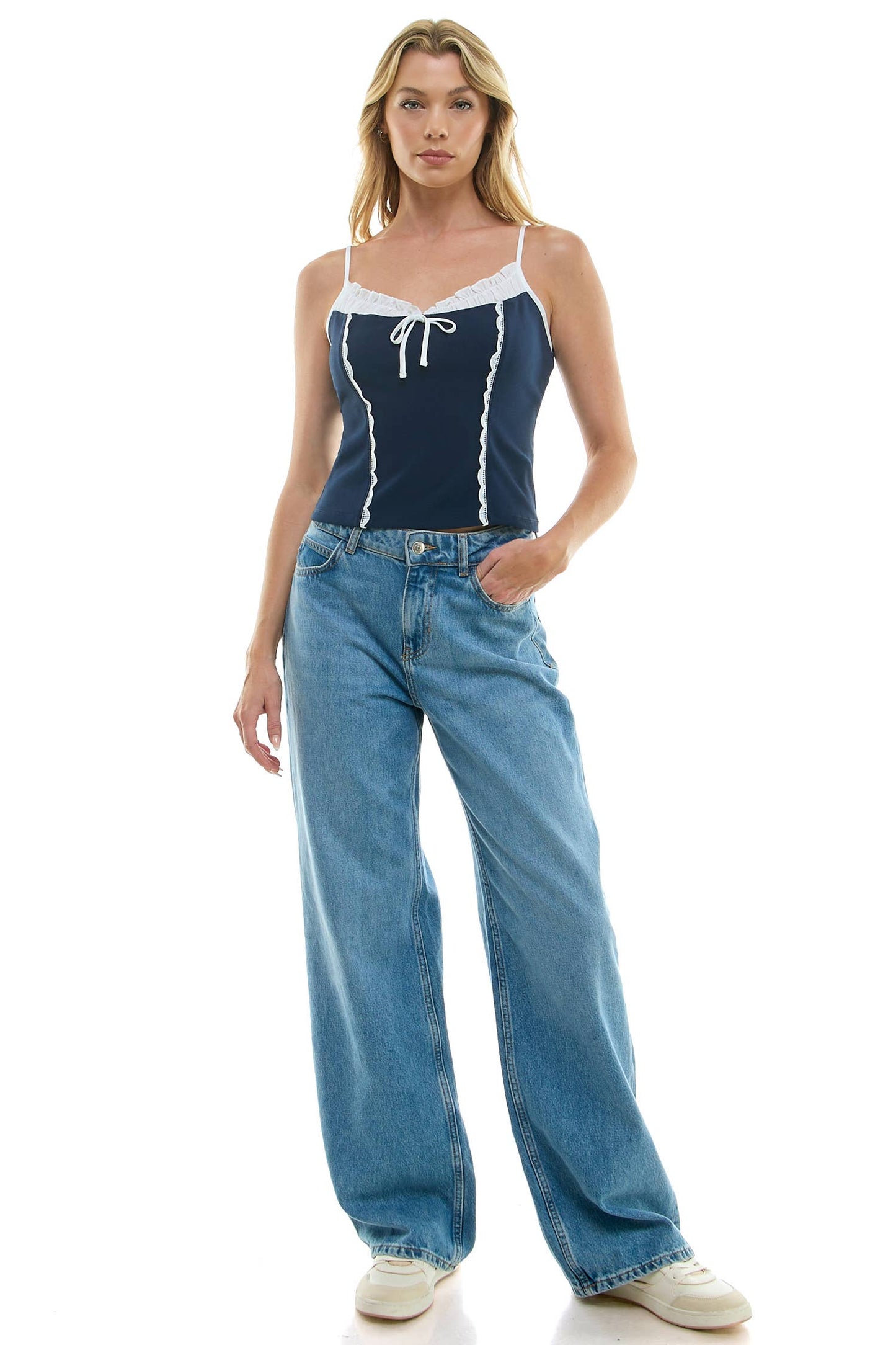 LACE DETAIL CORSET CAMI TOP