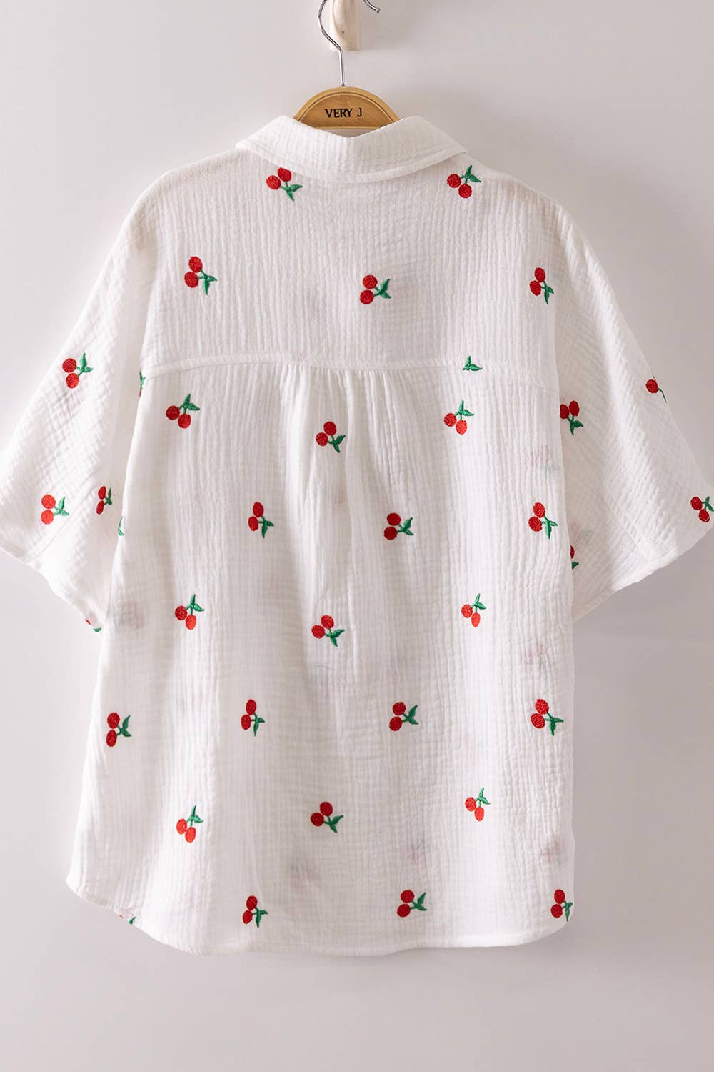 MFruit Embroidery Oversized Gauze Shirt Top