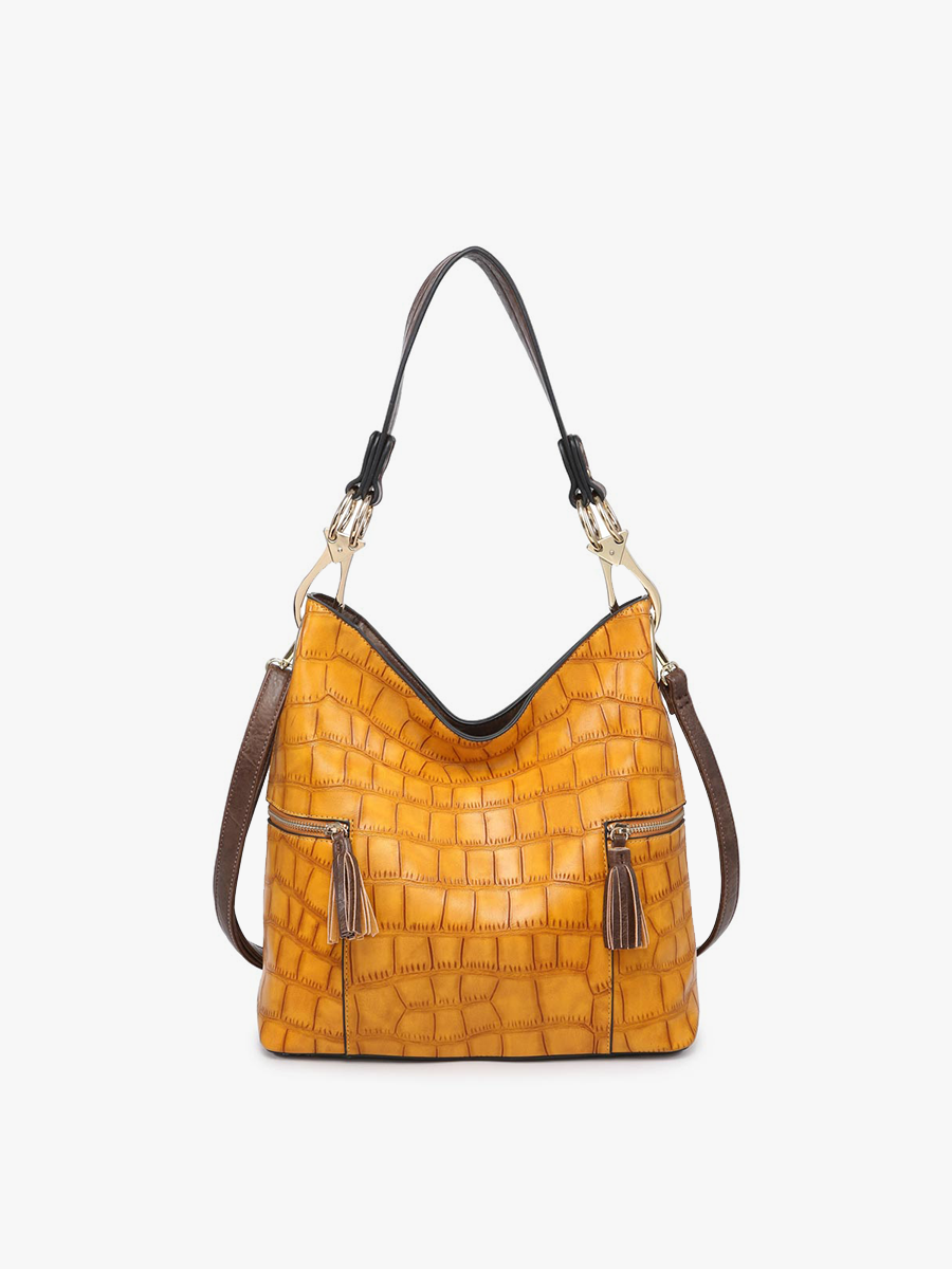 P2. Rochelle Crocodile Print Hobo Bag