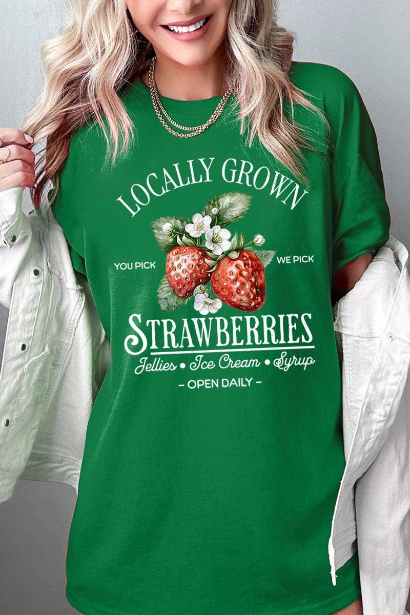 Locally Grown Strawberries Graphic Heavy Cotton T