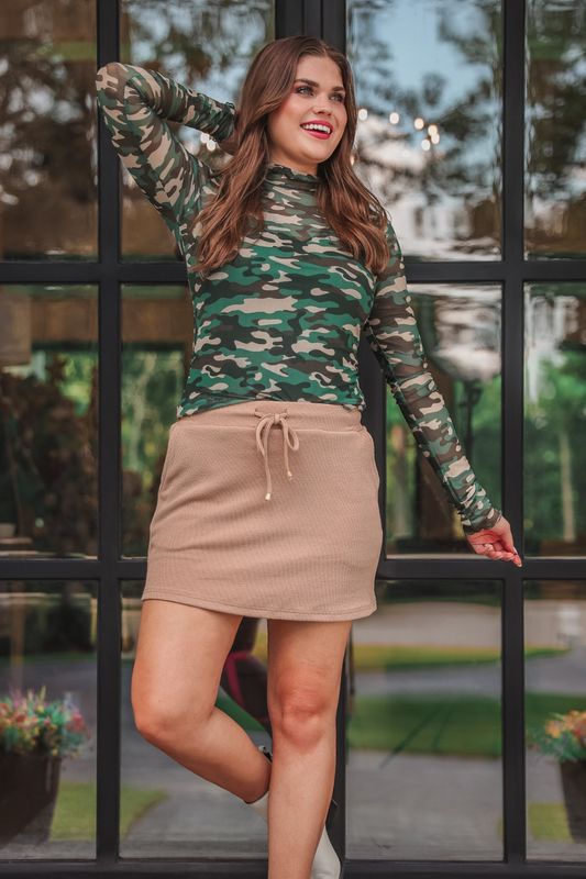 Keigan Mesh Top- Green Camo