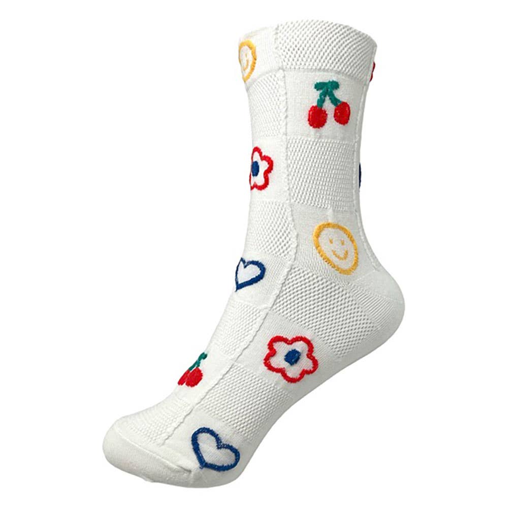 10Pairs - Cherry Flower Heart Smile Face Patterned Socks