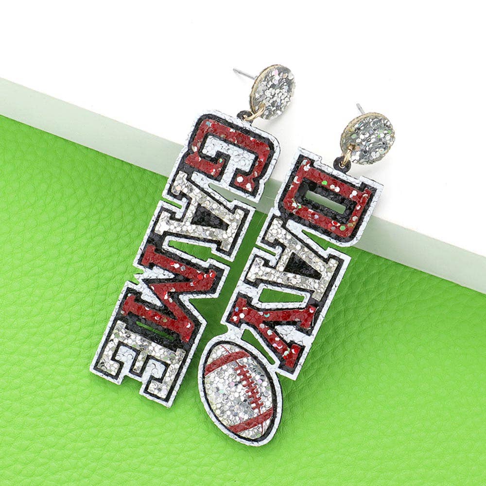 Game Day Message Football Bling Dangle Earrings
: M9