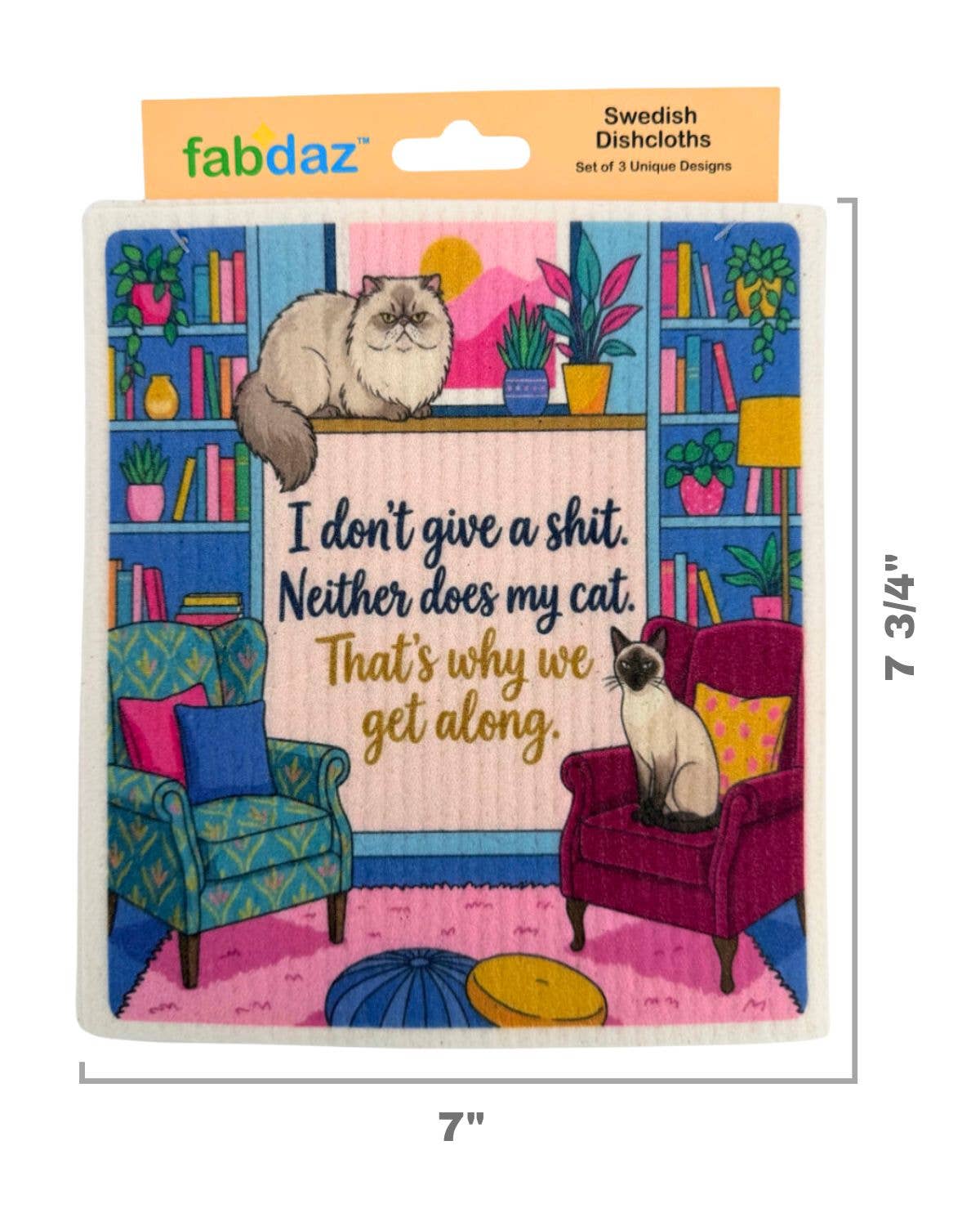 Sassy Cats - Set of 3 - Swedish Dishcloths
