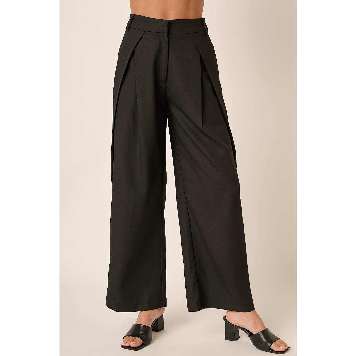 M70590 - DEEP PLEATED HIGH WAISTED WIDE LEG PANTS