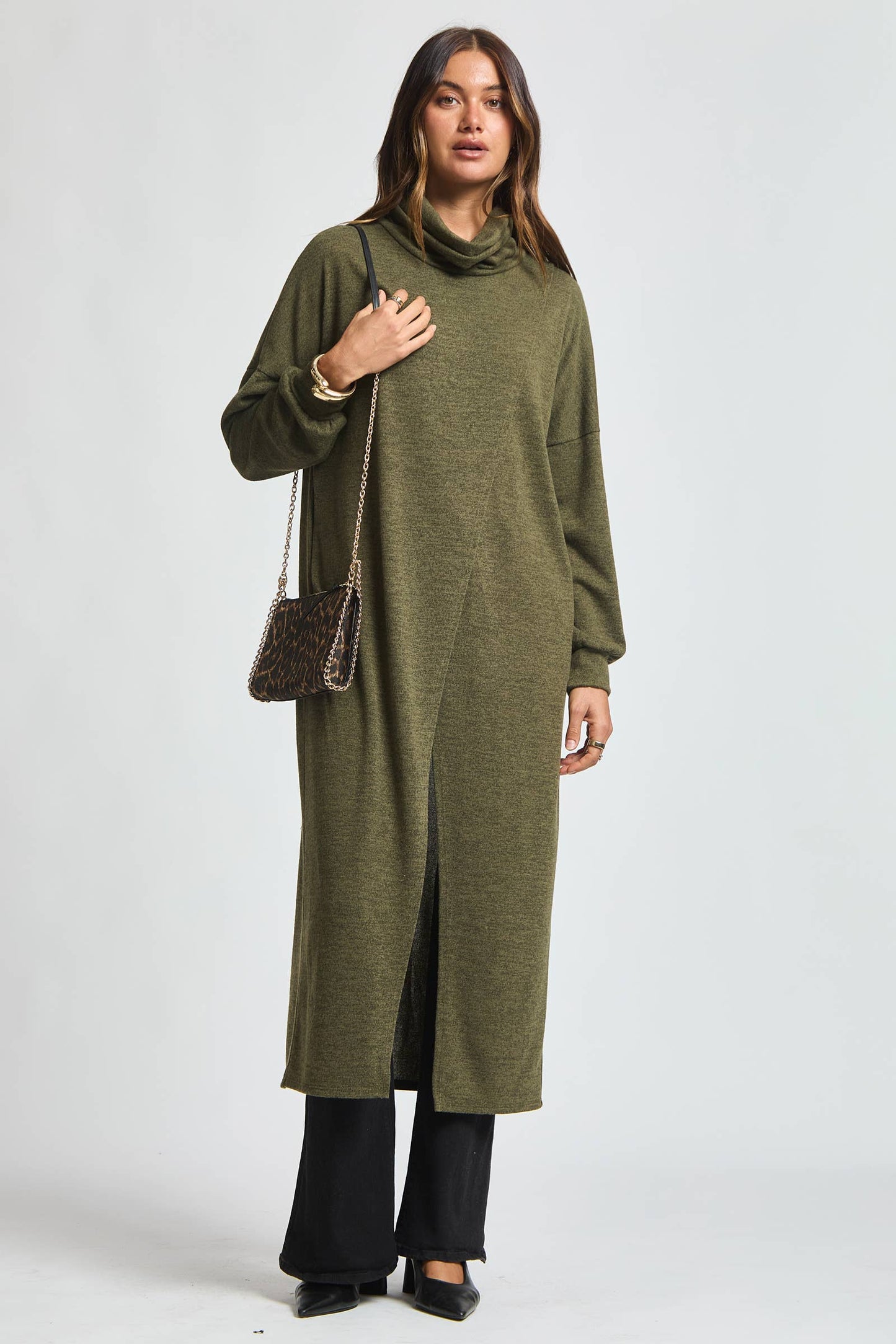 Flowy Surplice Wrap Duster