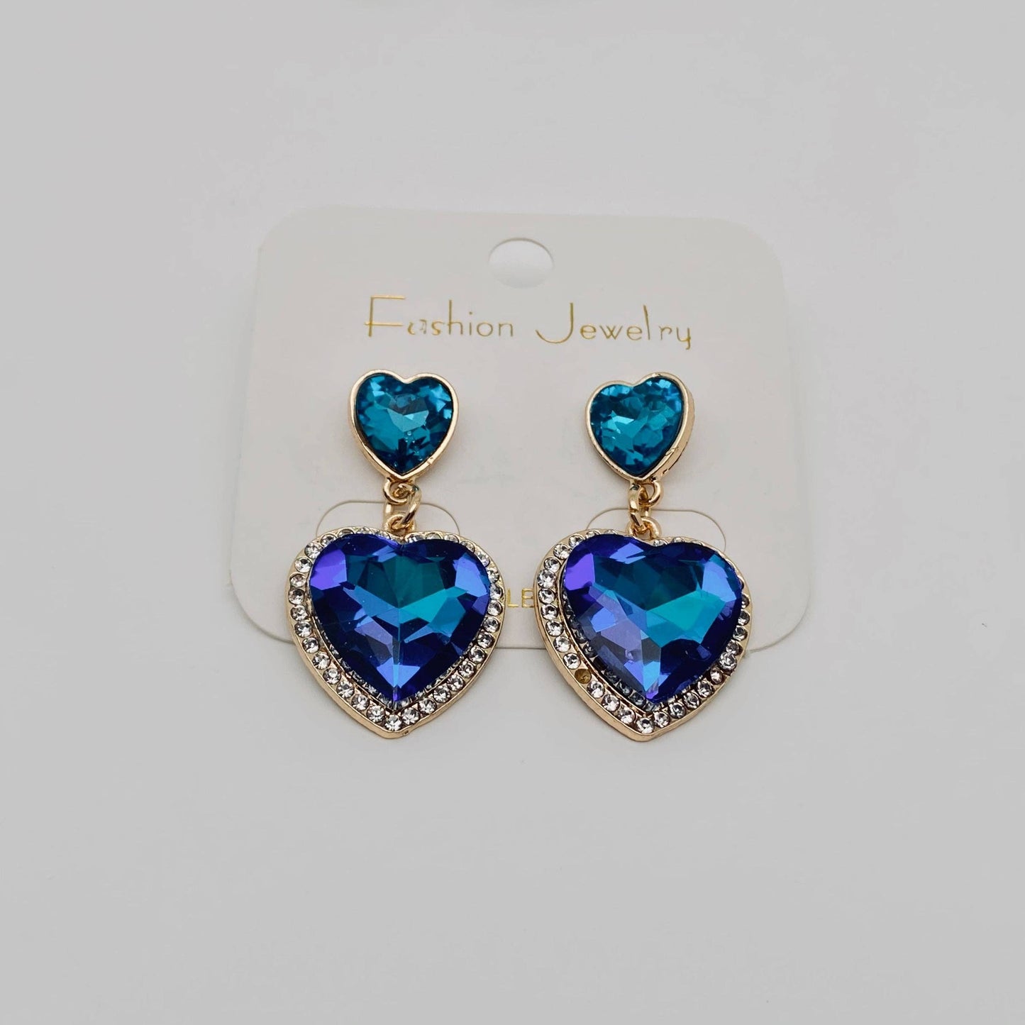 M4. Colorful Rhinestone Heart-shaped Glass Earrings
