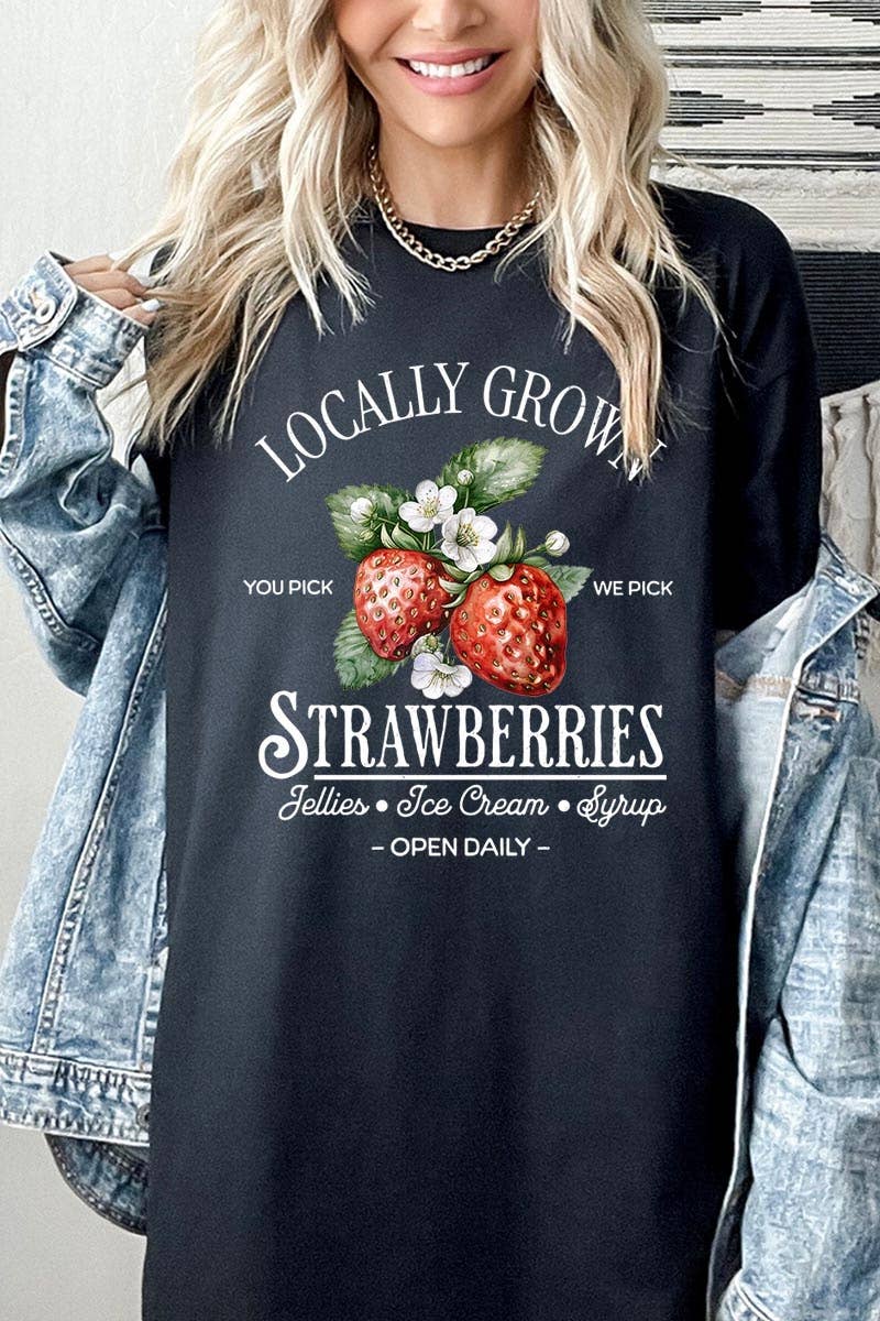 Locally Grown Strawberries Graphic Heavy Cotton T