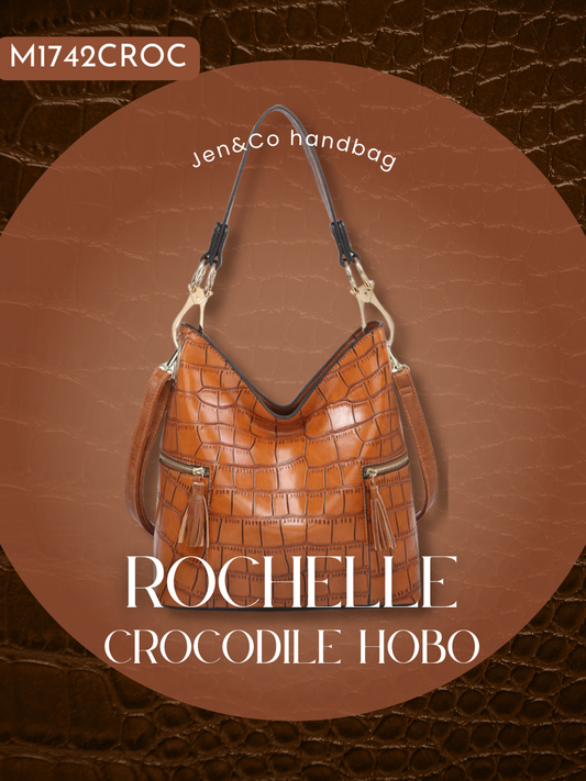 P2. Rochelle Crocodile Print Hobo Bag