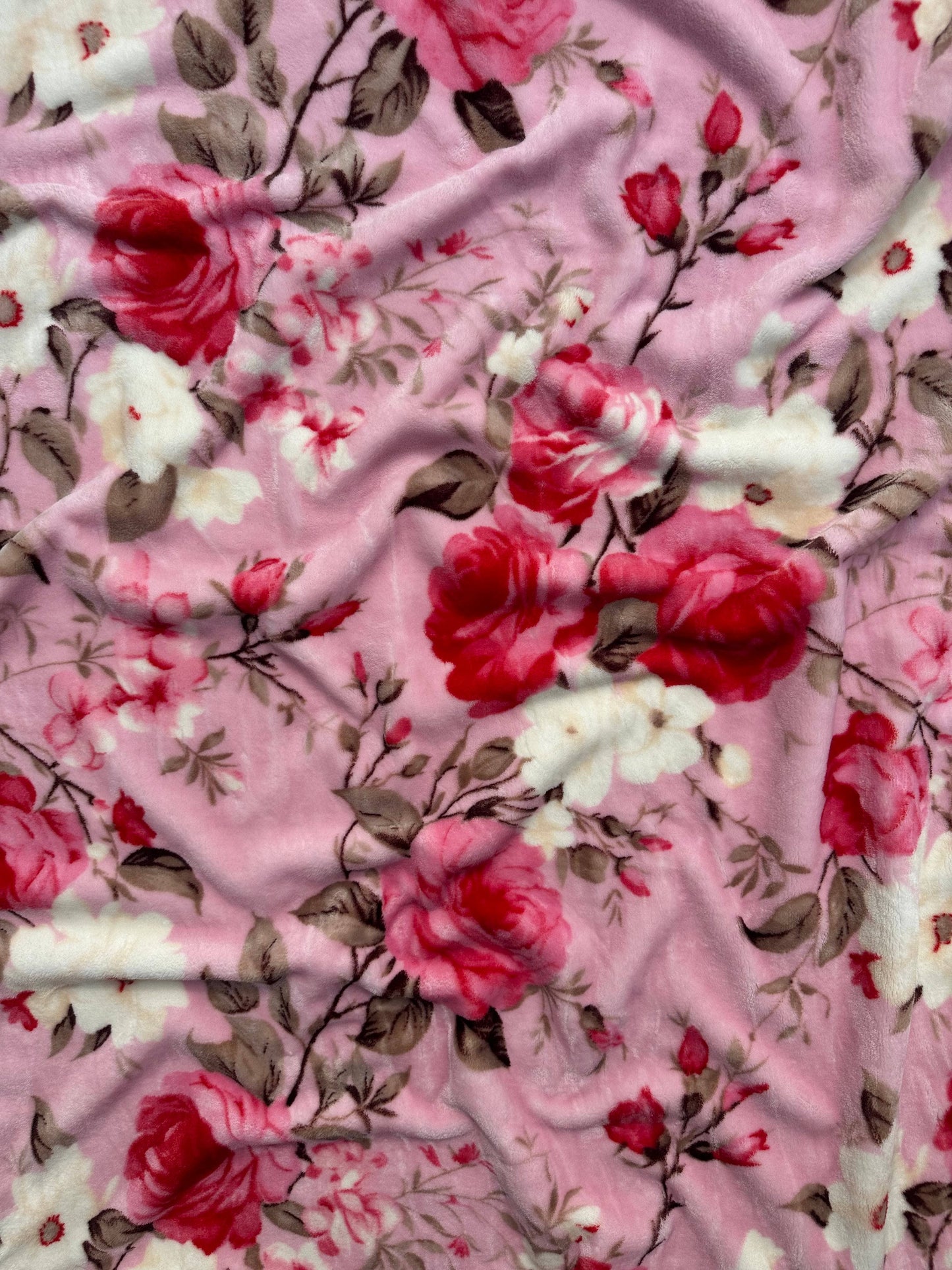 Pink Floral Print King Size Super Soft Plush Blanket