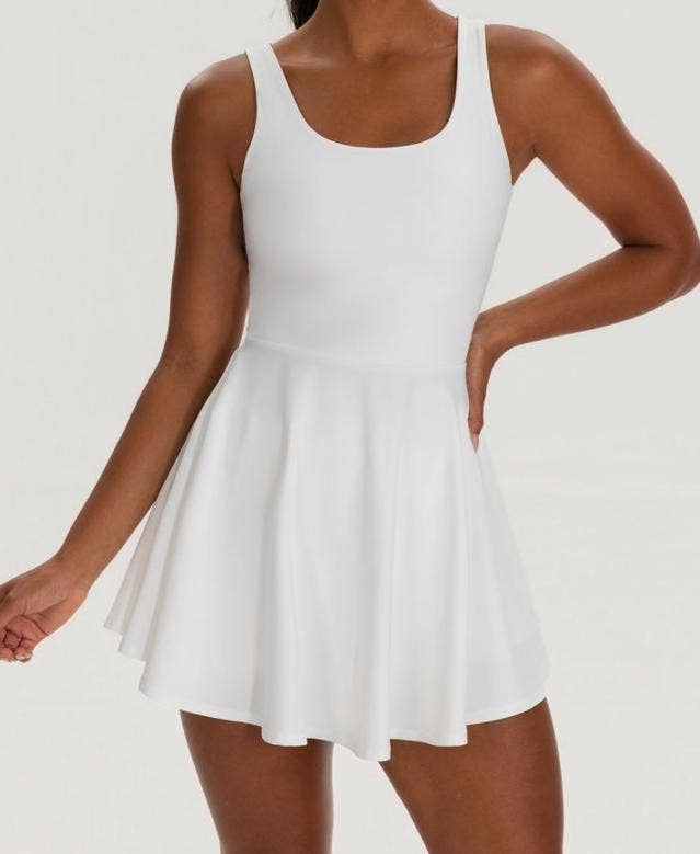 Athletic Tennis Dress Set Built In Shorts Open Back