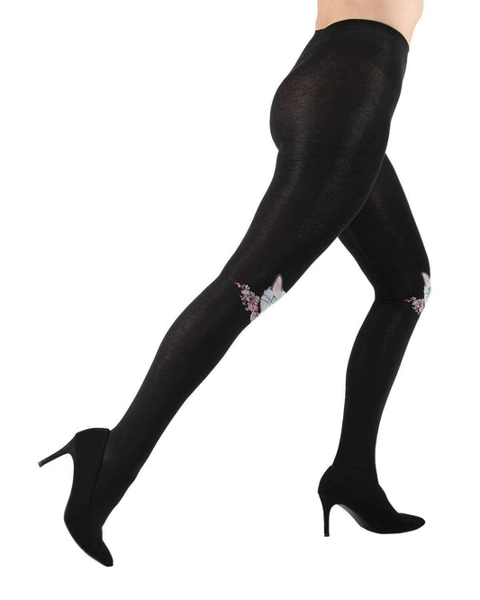 MeMoi Cat Face Design Sweater Tights: Black / L-XL
