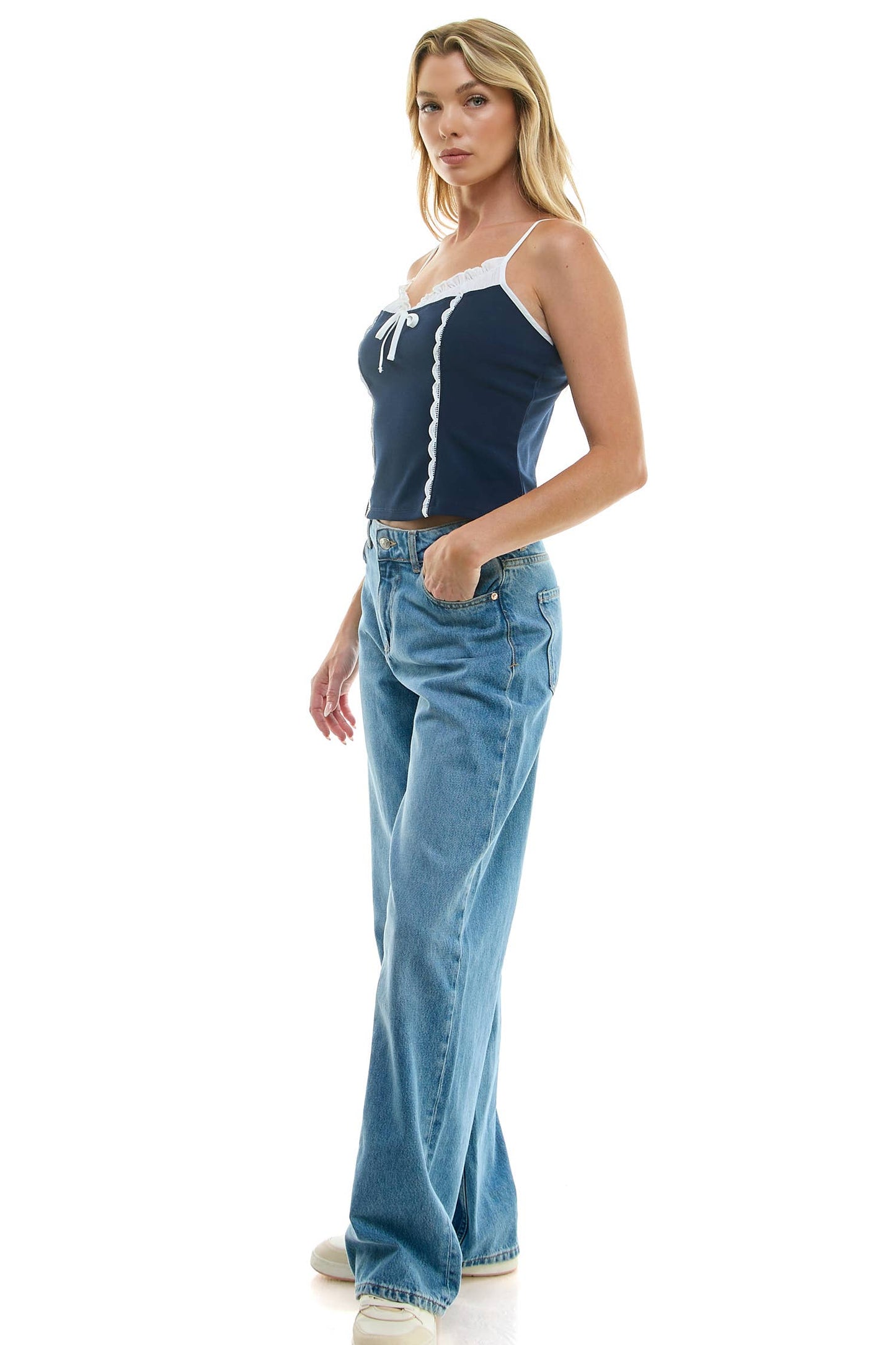 LACE DETAIL CORSET CAMI TOP