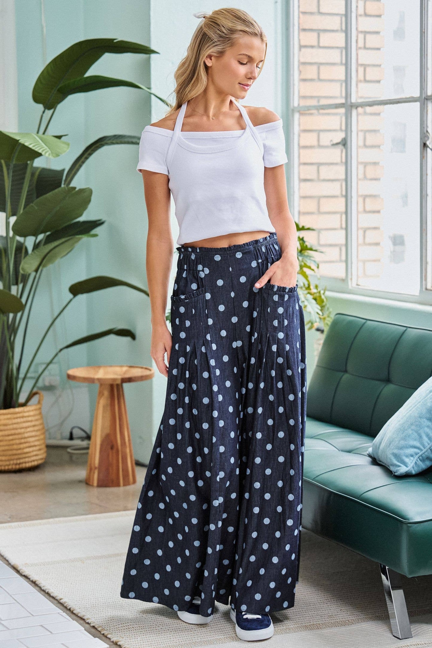 Perfectly Polka Dot Pintuck Pants