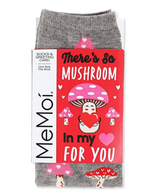 Feeling Mushy Greeting Card Socks: Med Gray Heather / One Size