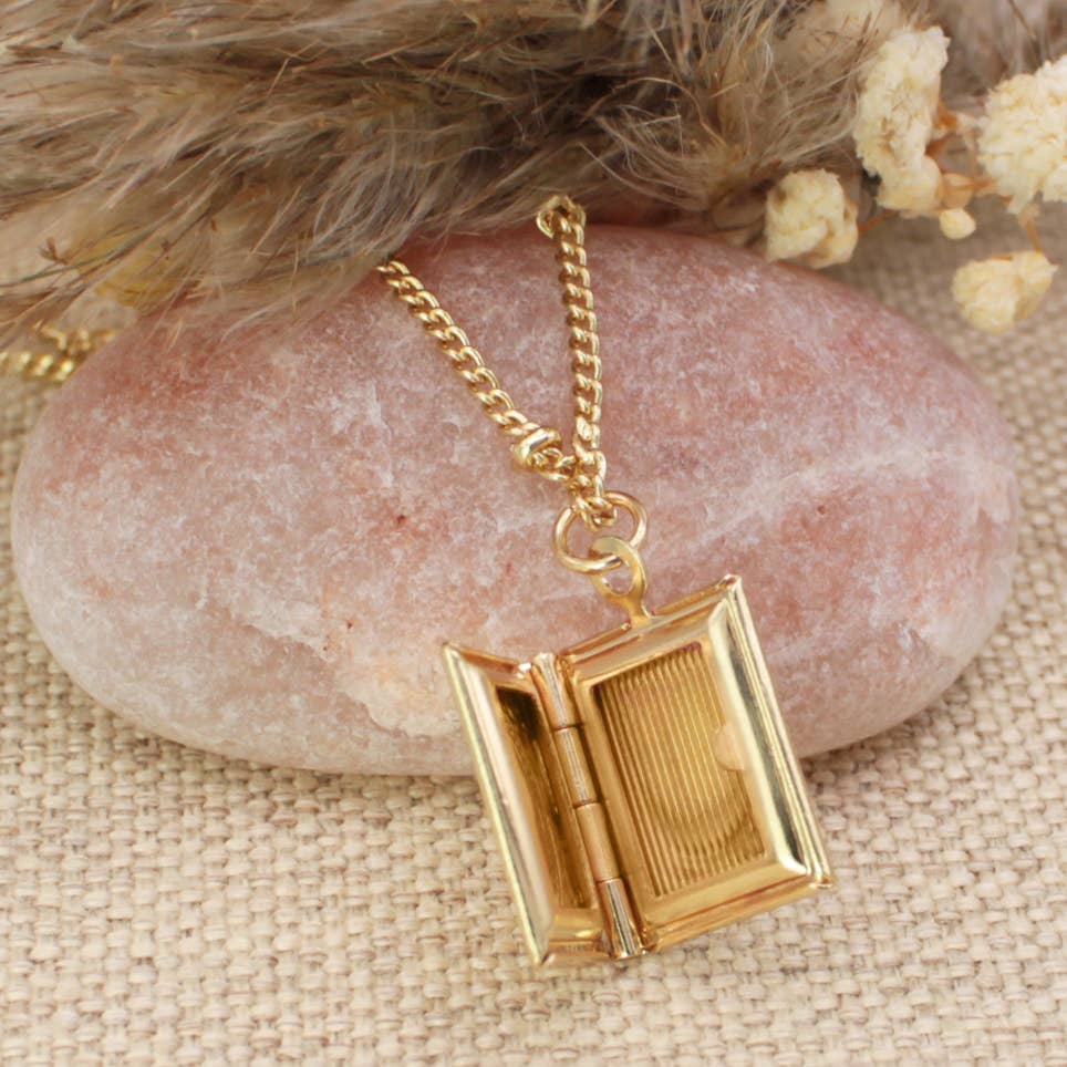Secret Diary Gold Book Locket Necklace