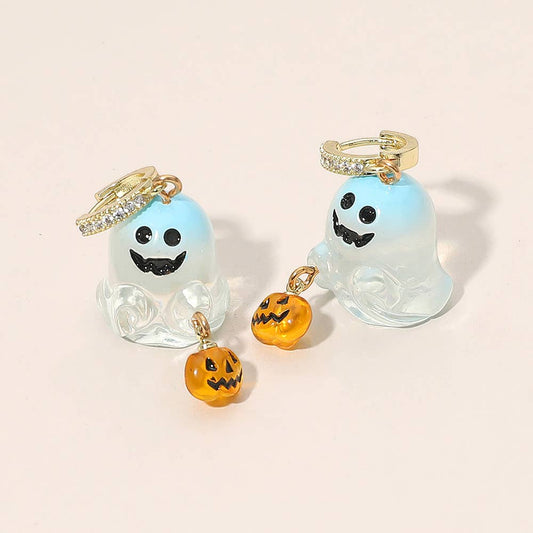 Halloween Ghost Pumpkin Charm Earrings