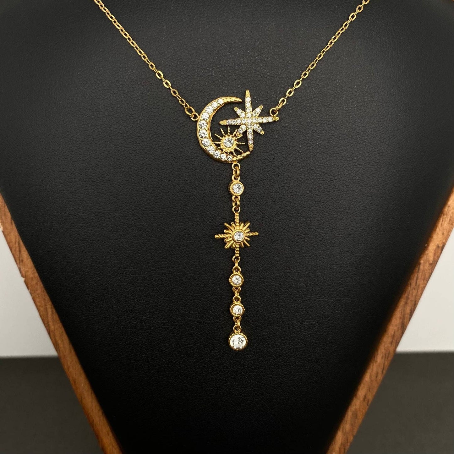 M16. Sun Star 18K Gold Plated Stainless Steel Necklace