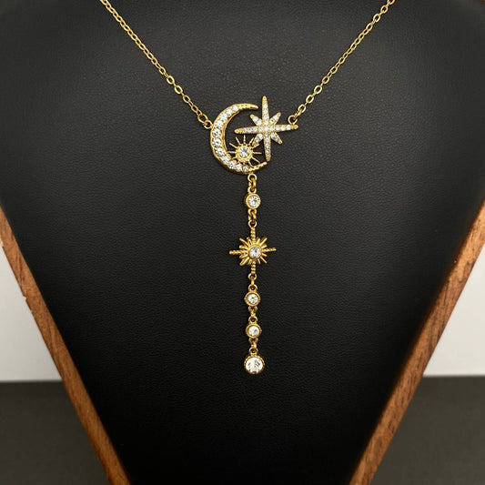 M16. Sun Star 18K Gold Plated Stainless Steel Necklace