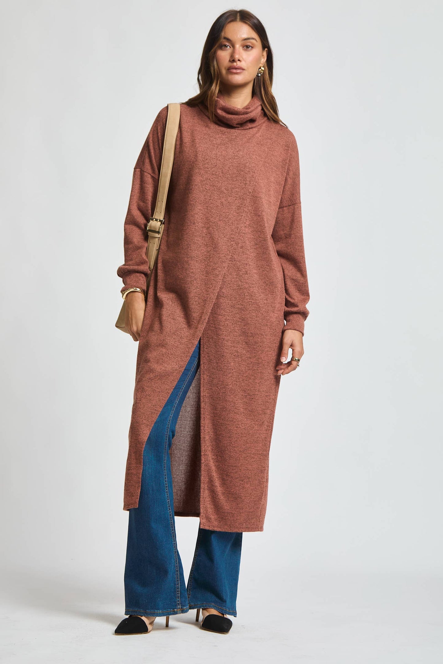 Flowy Surplice Wrap Duster