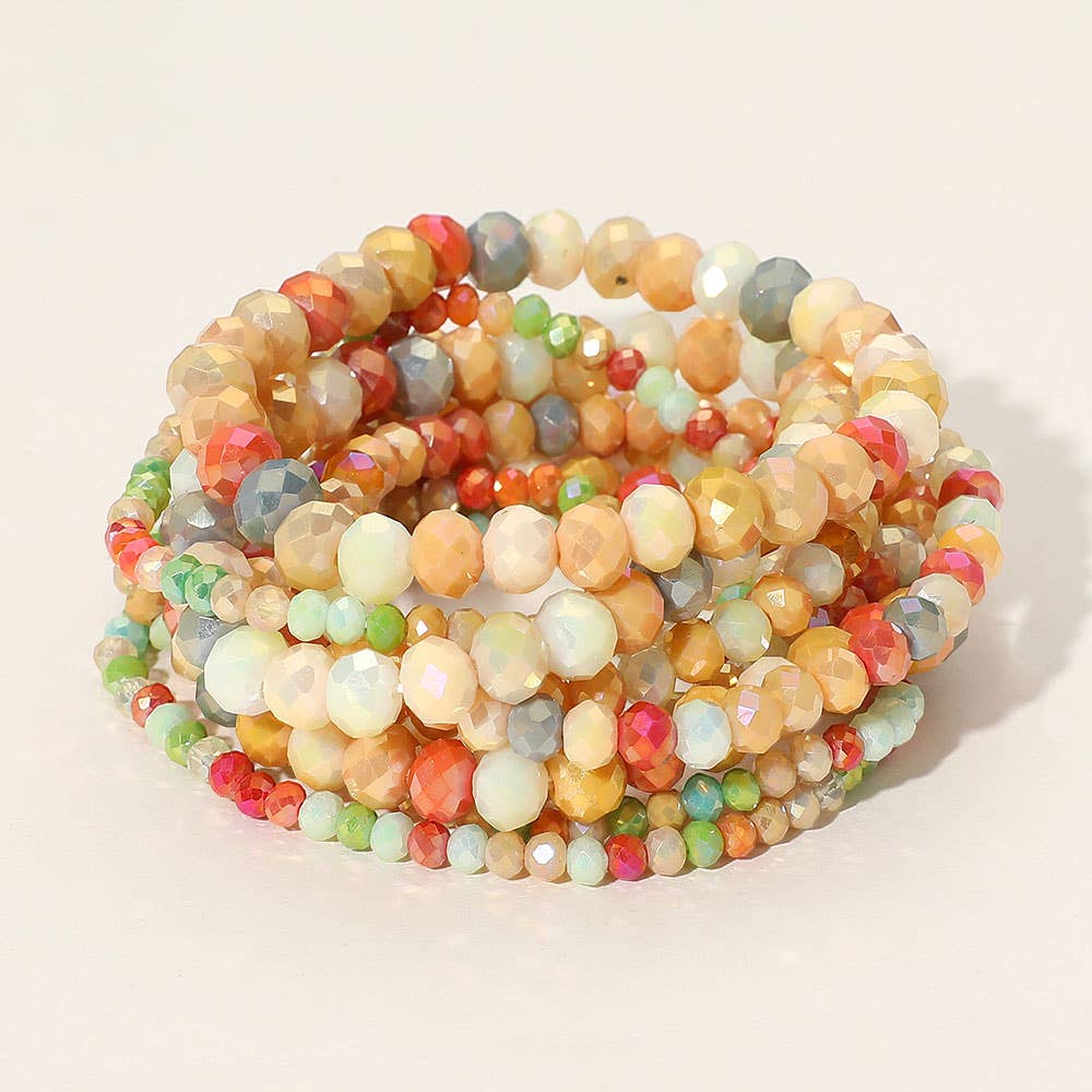 9PCS - Faceted Bead Stretch Bracelets