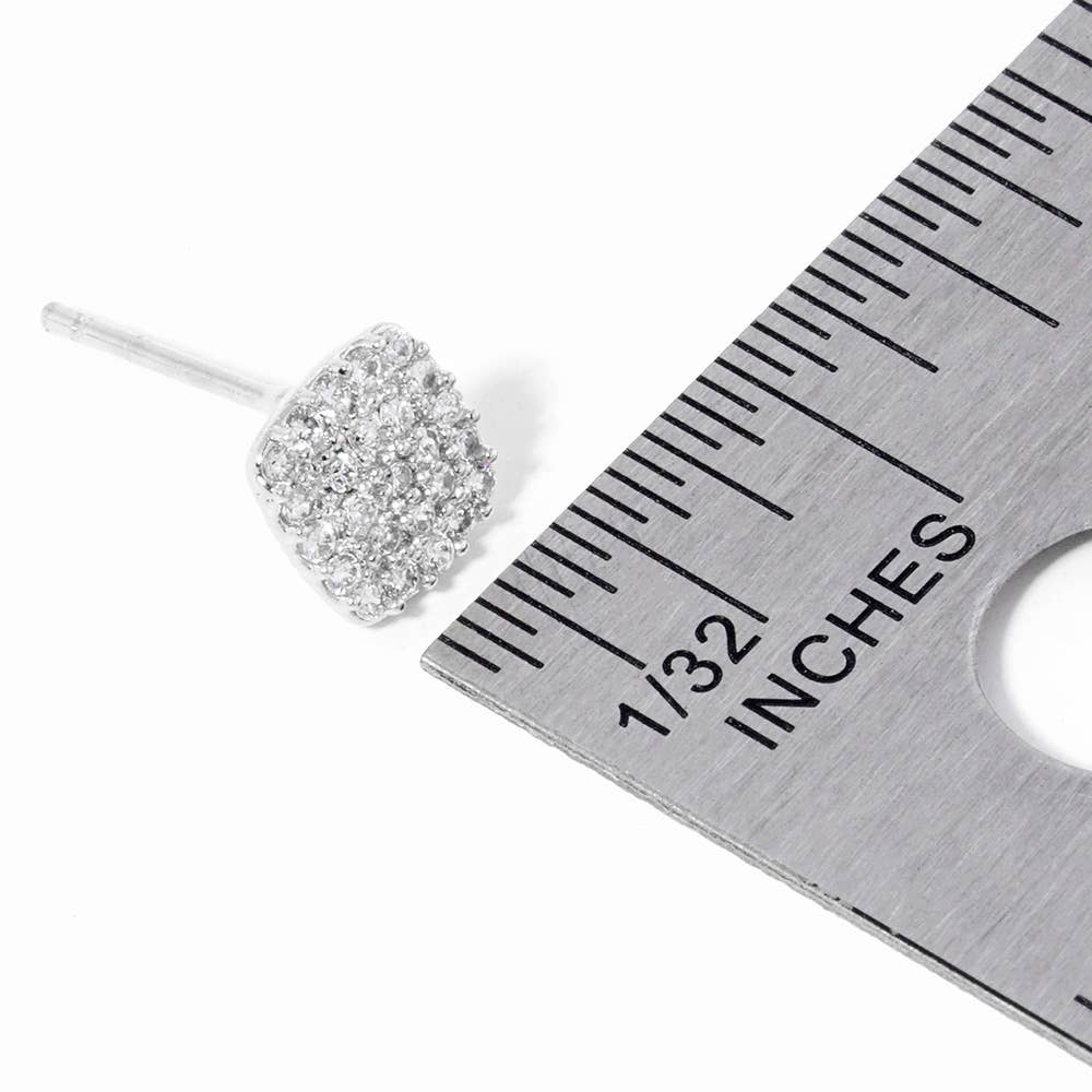 Gold Dipped CZ Stone Paved Square Stud Earrings