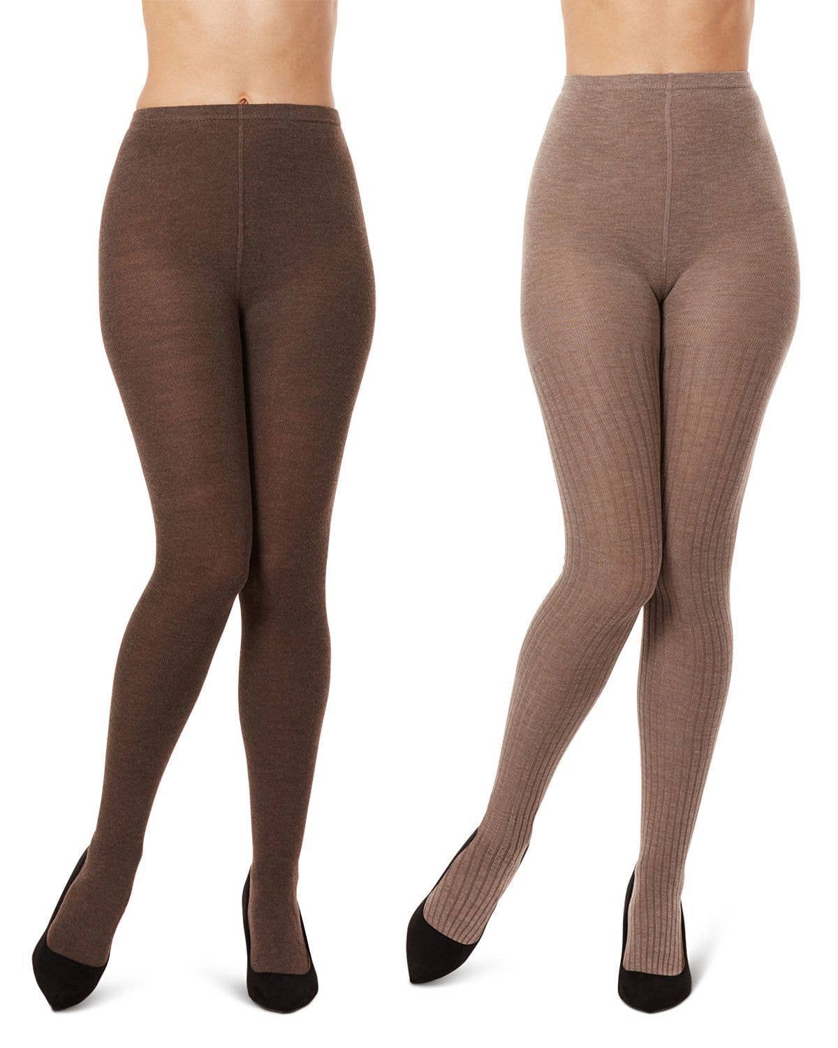 Rib/Solid Sweater Tights 2 Pair Pack
