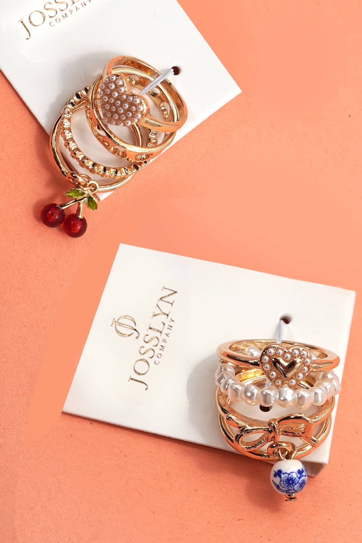 LAYERED MULTI CHERRY PORCELAIN STACKABLE RING SET | 80R055
