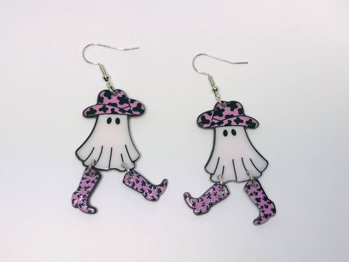 Cute Acrylic Cowgirl Ghost Boots Earrings