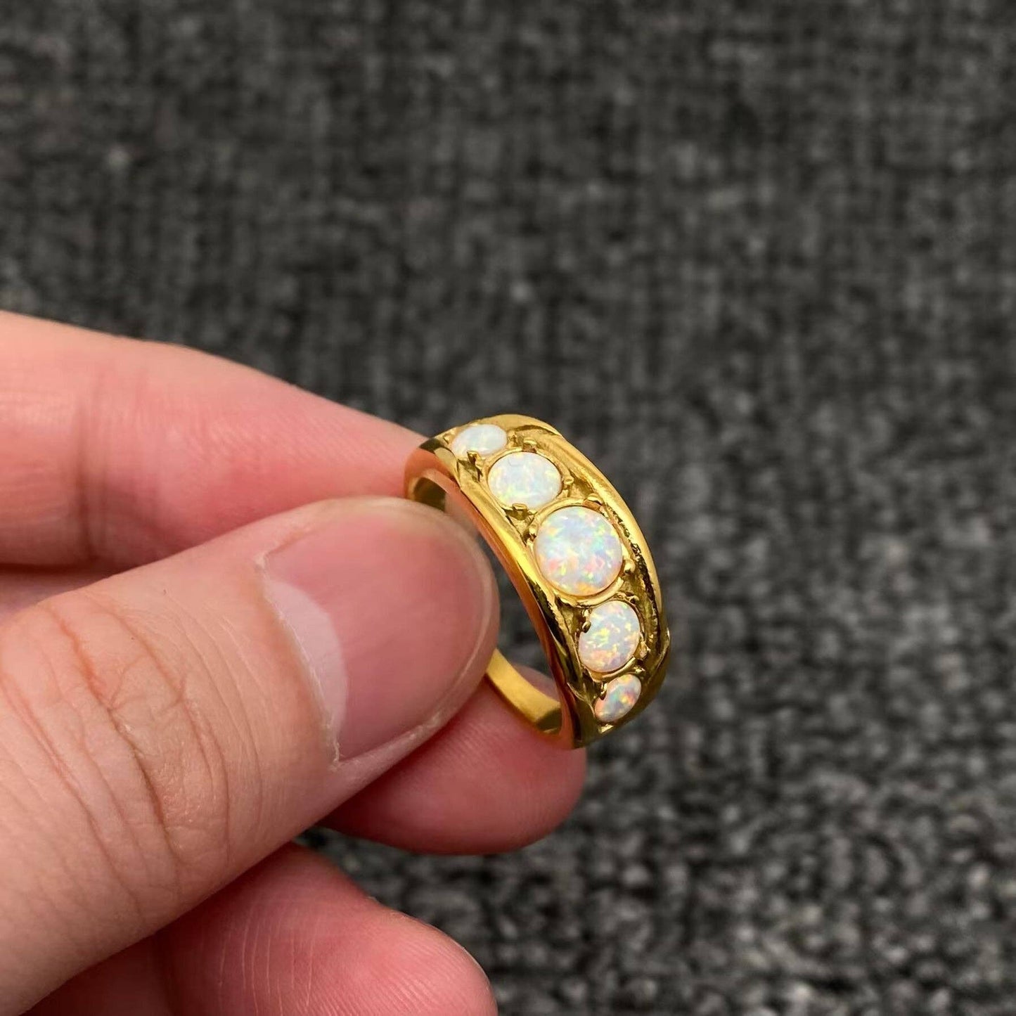 M33. Opal 18K Gold Plated Ring