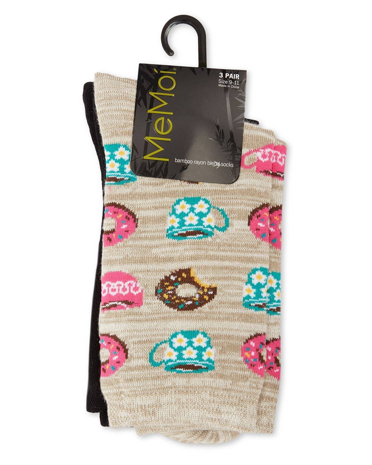 MeMoi Donut Heaven Bamboo Crew 3 Pair Pack