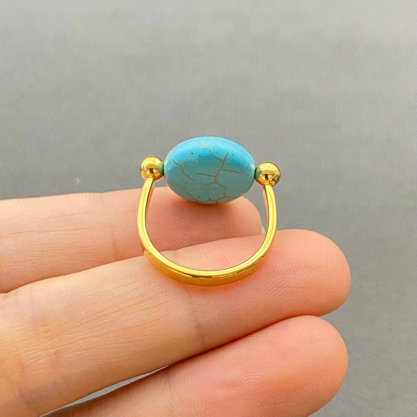 M8. Turquoise 18K Gold Plated Stainless Steel Spin Ring