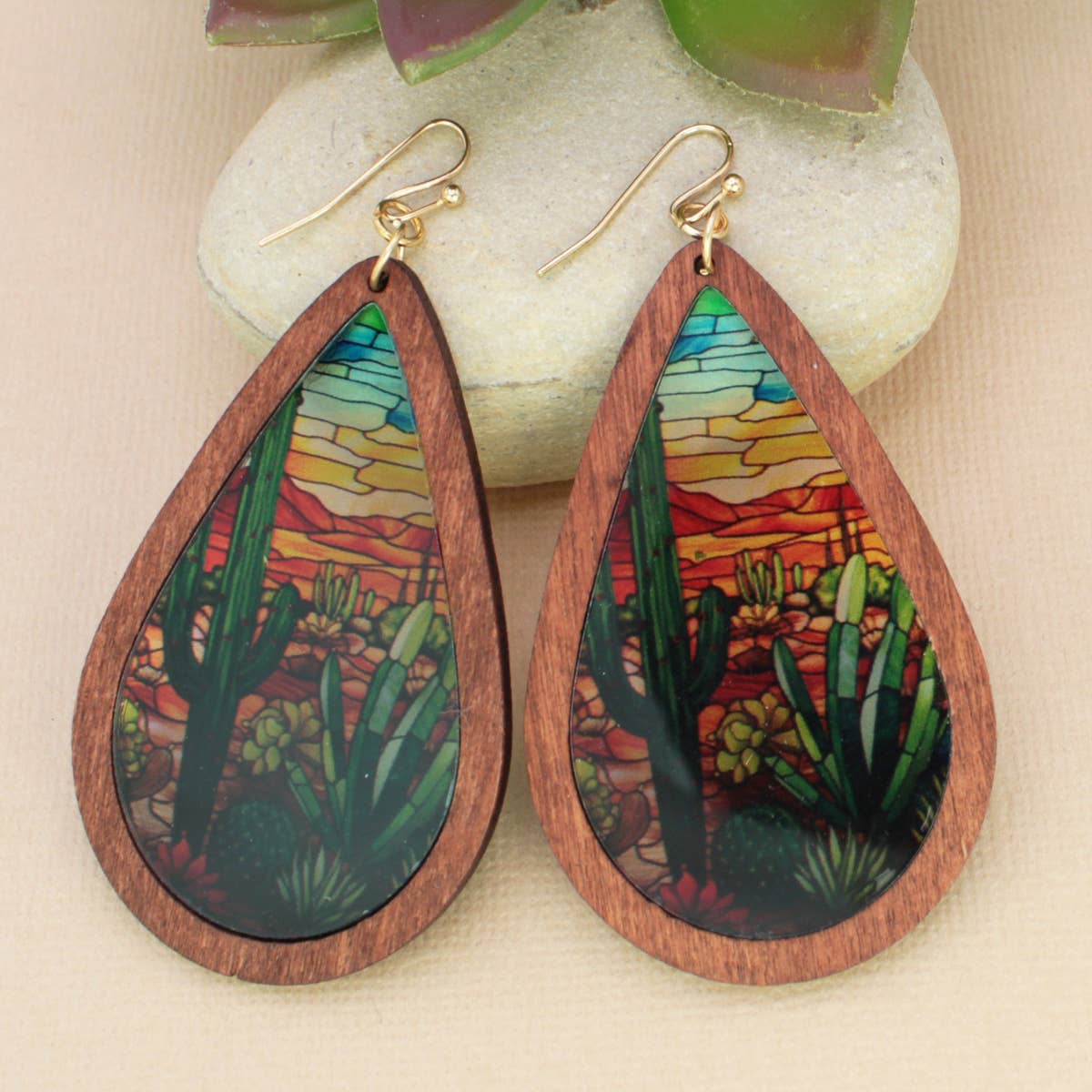 Painted Desert Stained Glass Look Earrings