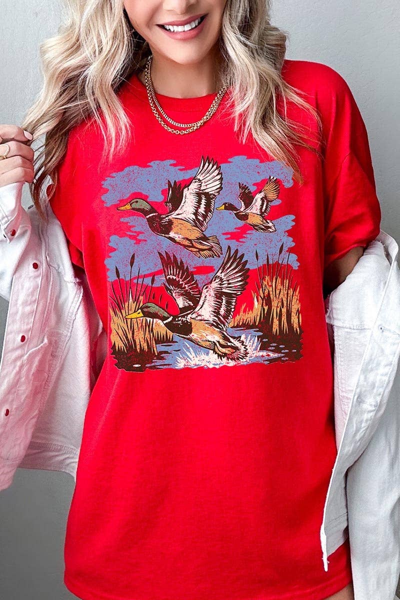 Flying Mallard Ducks Graphic Heavy Cotton Tee