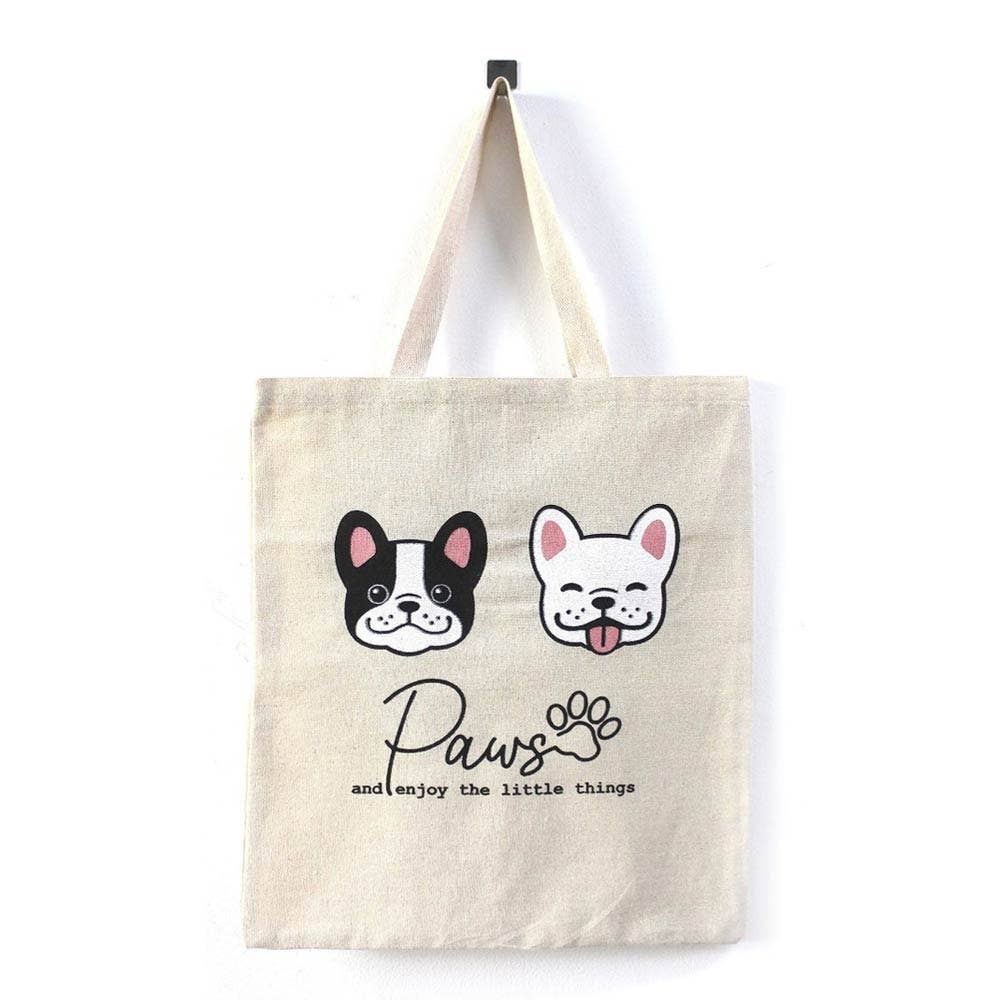 PAWS Cute Dog Printed Shoulder Tote Bag