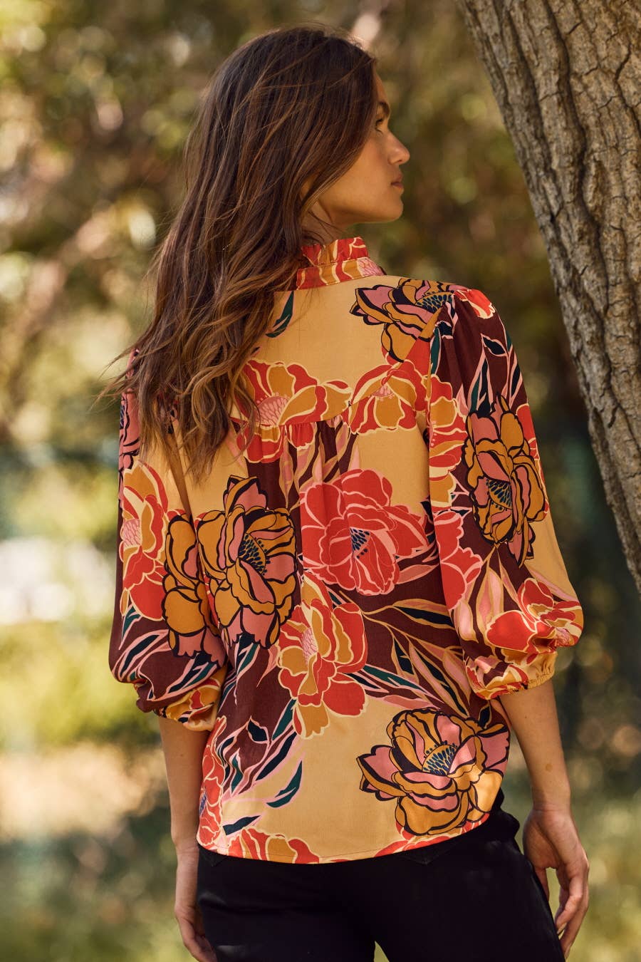 Plus Floral Printed 3/4 Sleeve Blouse