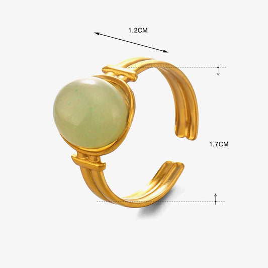 18K STAINLESS STEEL TARNISH FREE STONE RING | 40R121: JADE