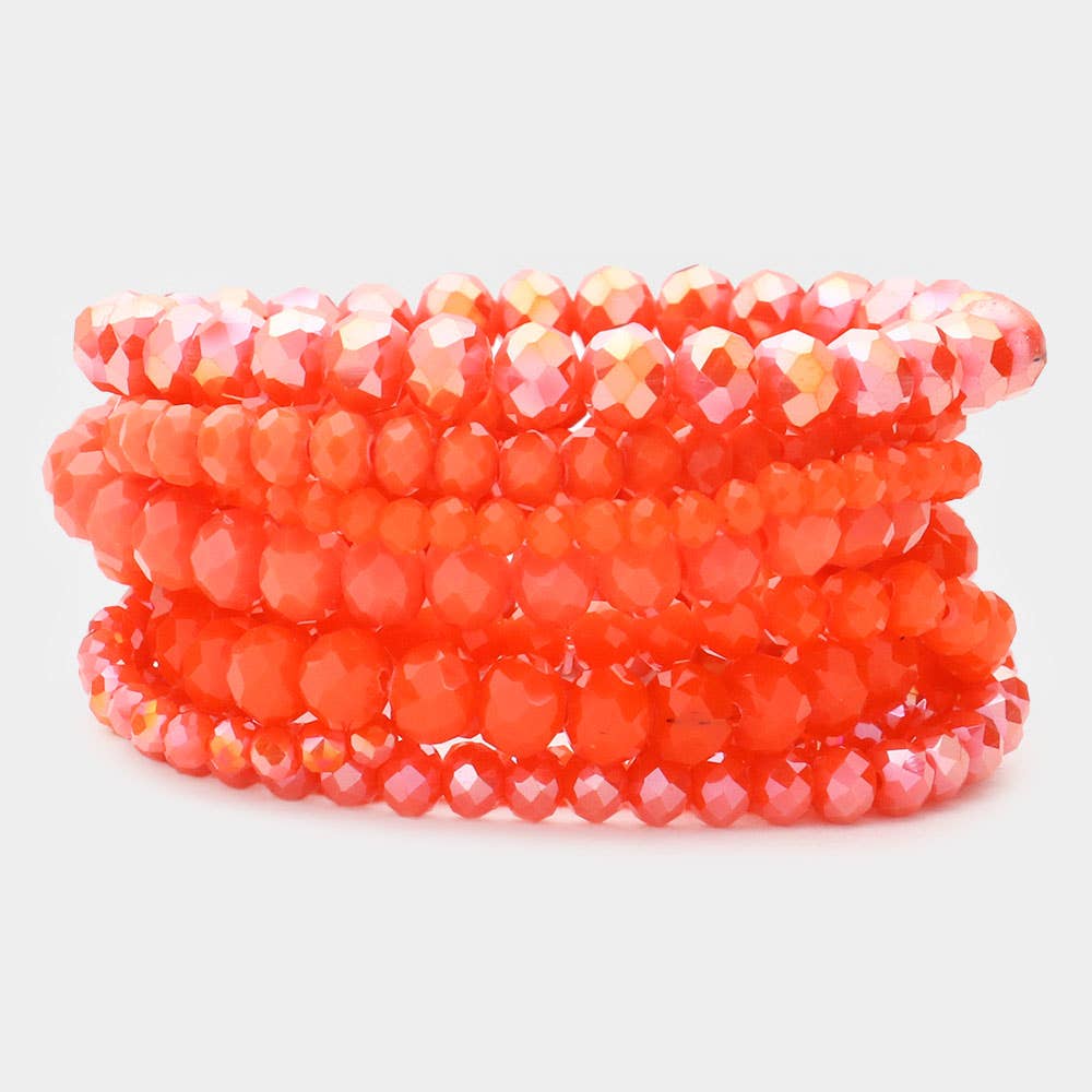9PCS - Faceted Bead Stretch Bracelets