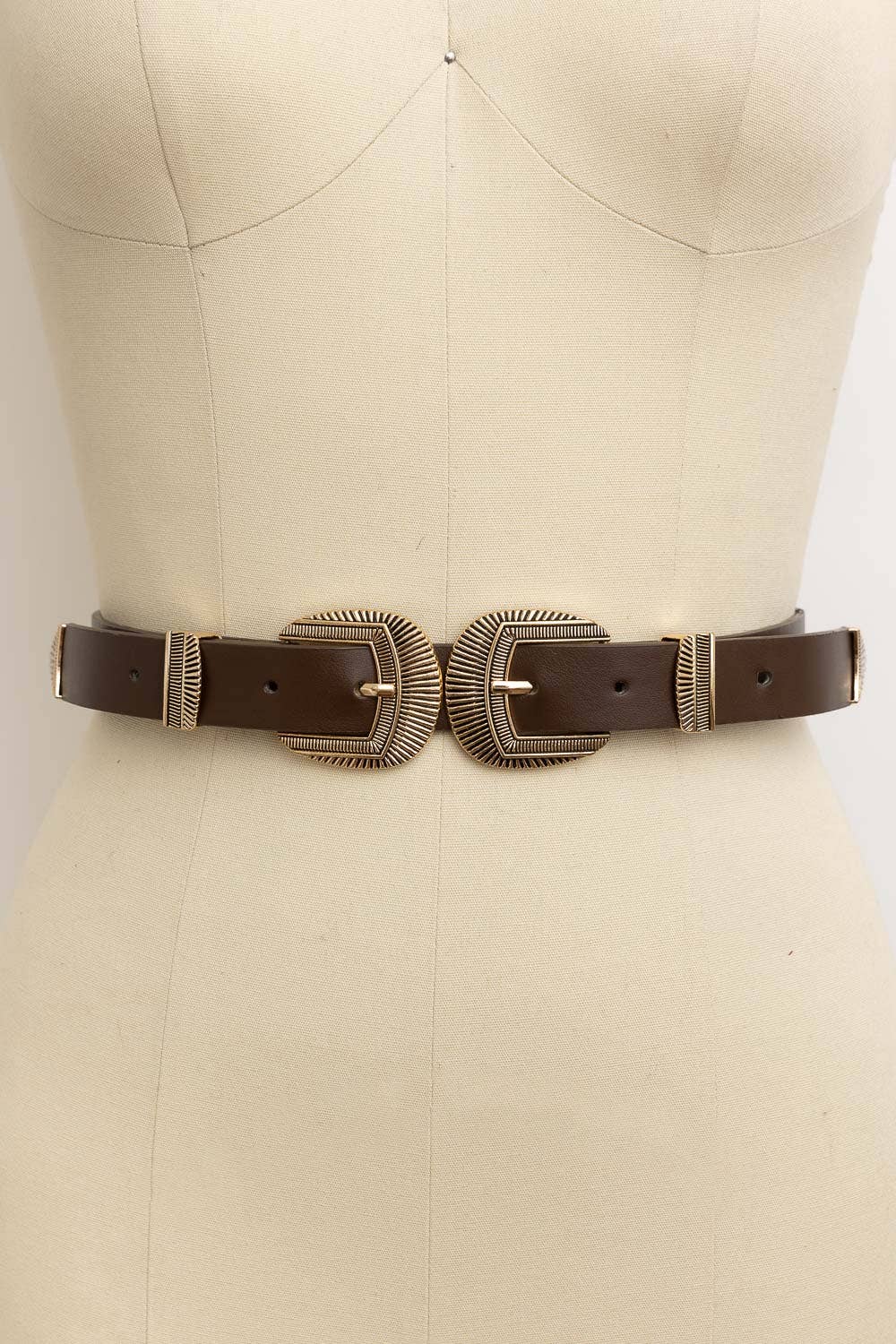 Bestseller! - Double Buckle Faux Leather Western Style Belt
