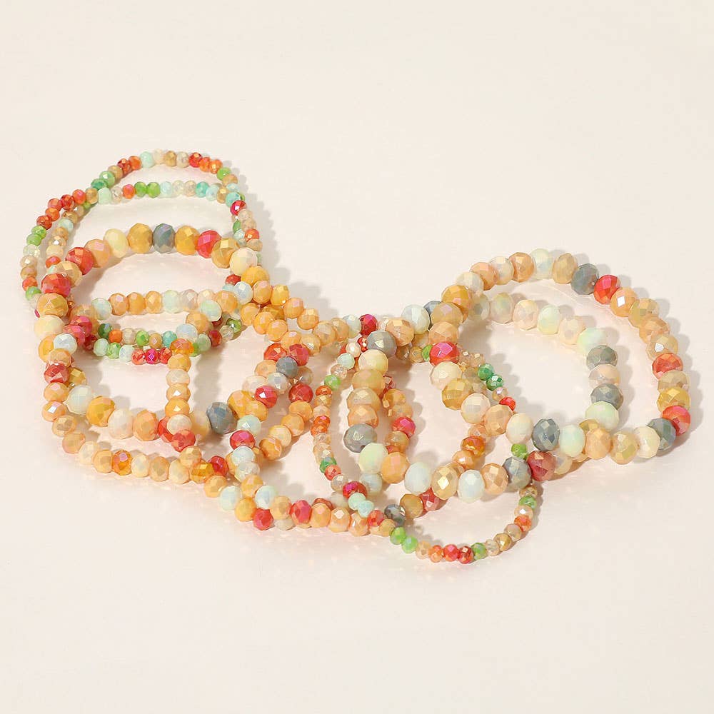 9PCS - Faceted Bead Stretch Bracelets