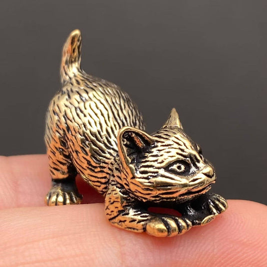 M22. Brass Lying Kitten Crafts Decoration Desktop Ornaments