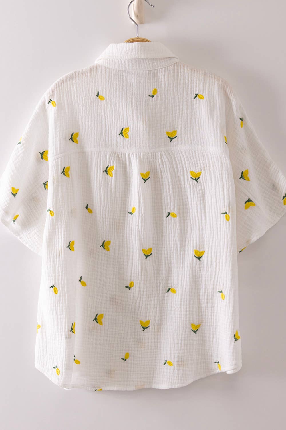 MFruit Embroidery Oversized Gauze Shirt Top