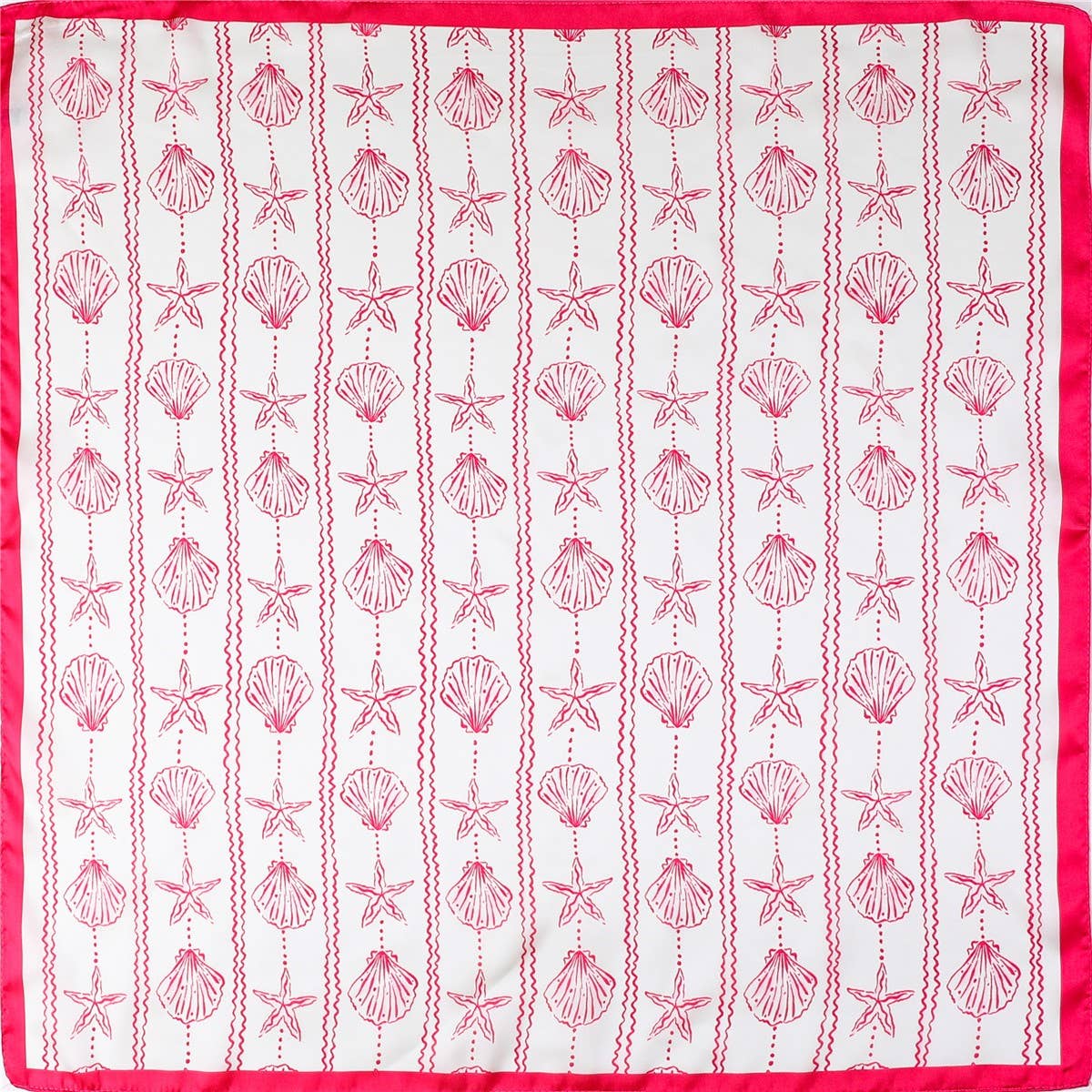 Nautical Shell & Starfish Print Silk-Feel Scarf | 40SC706