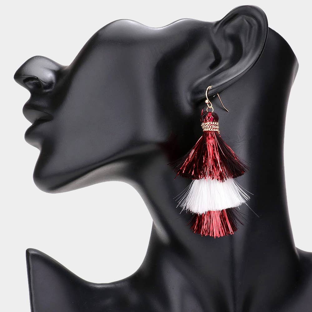 Game Day Triple Tassel Layered Dangle Earrings: M5