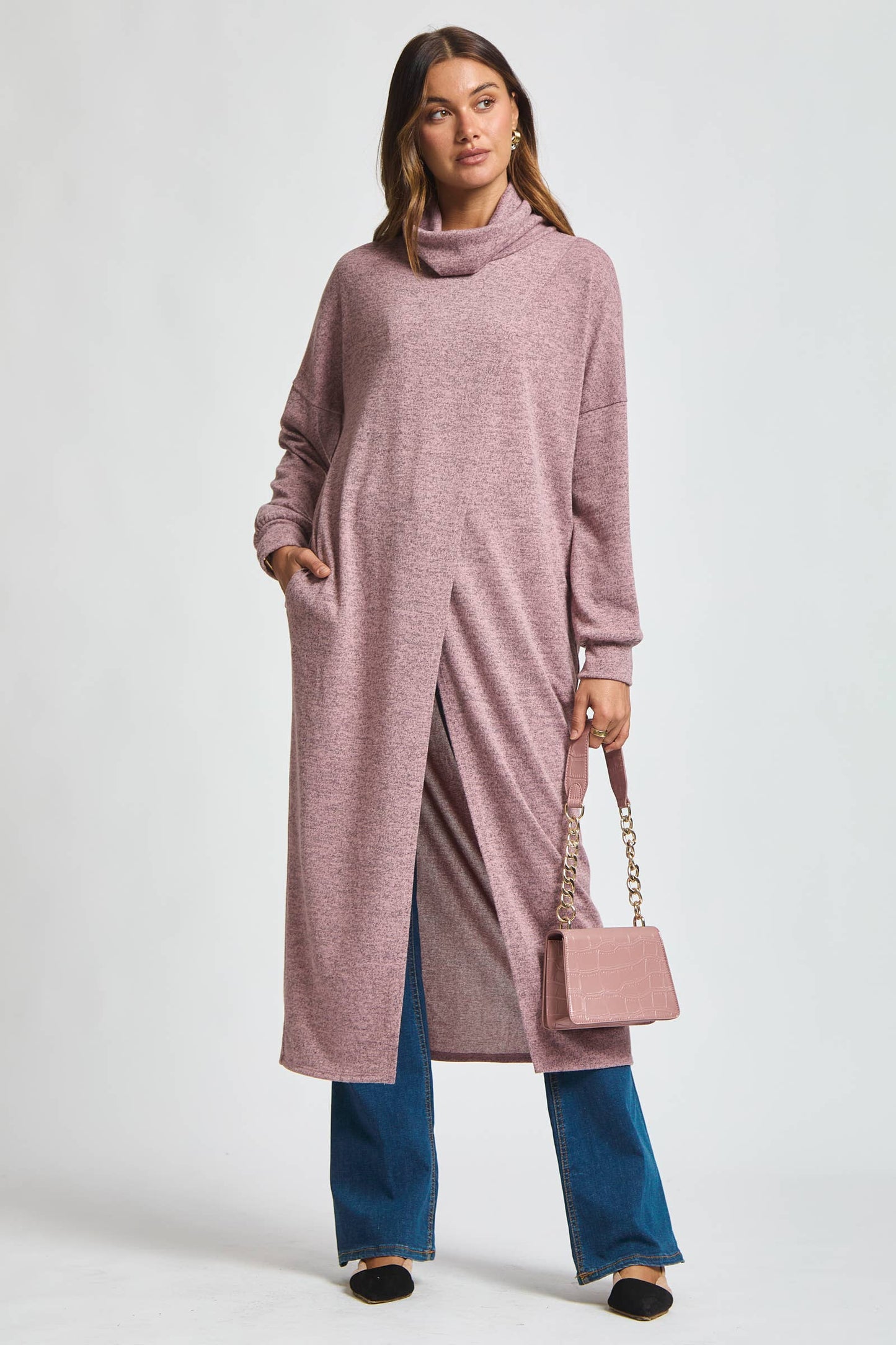 Flowy Surplice Wrap Duster