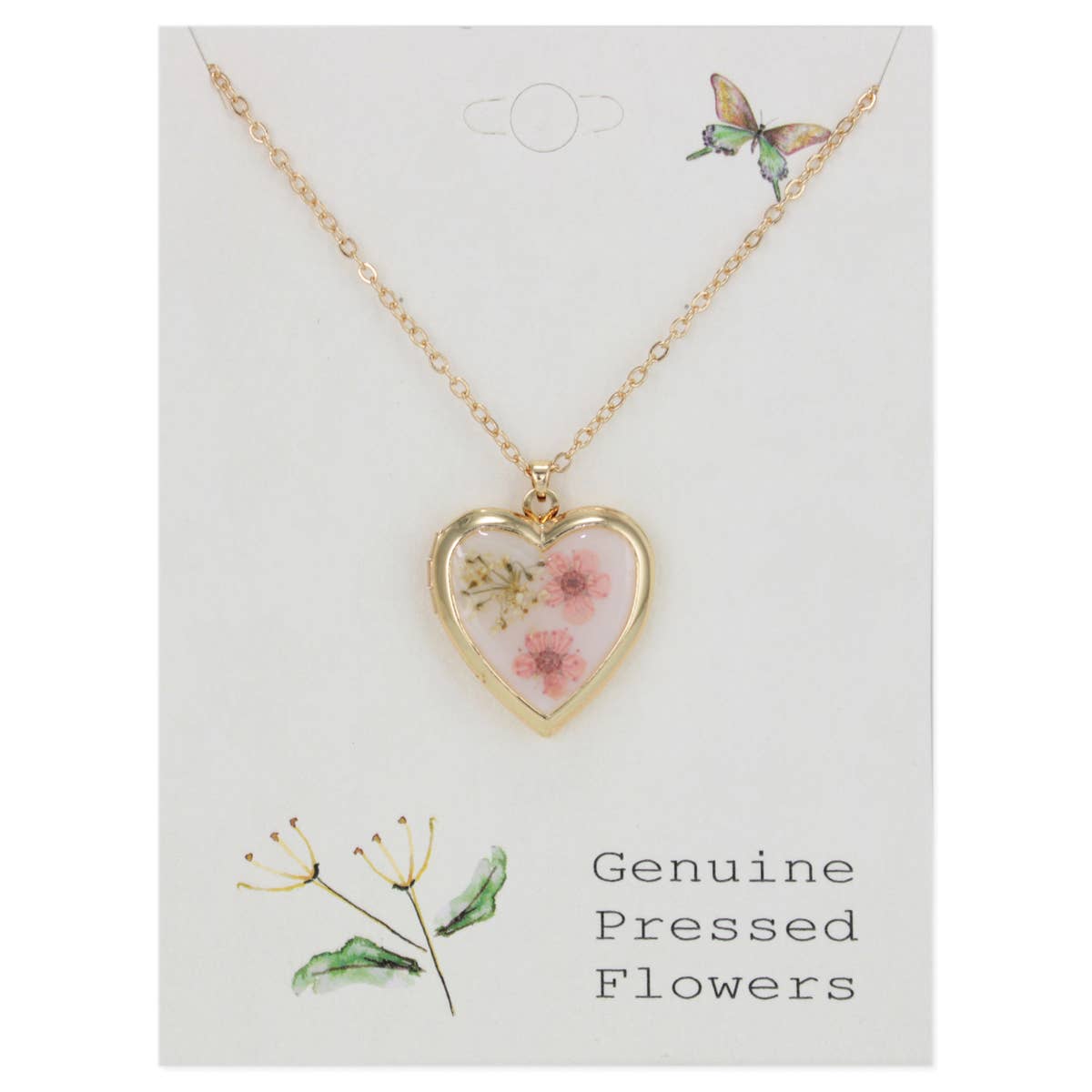 Floral Memories Pink Dried Flower Locket Necklace