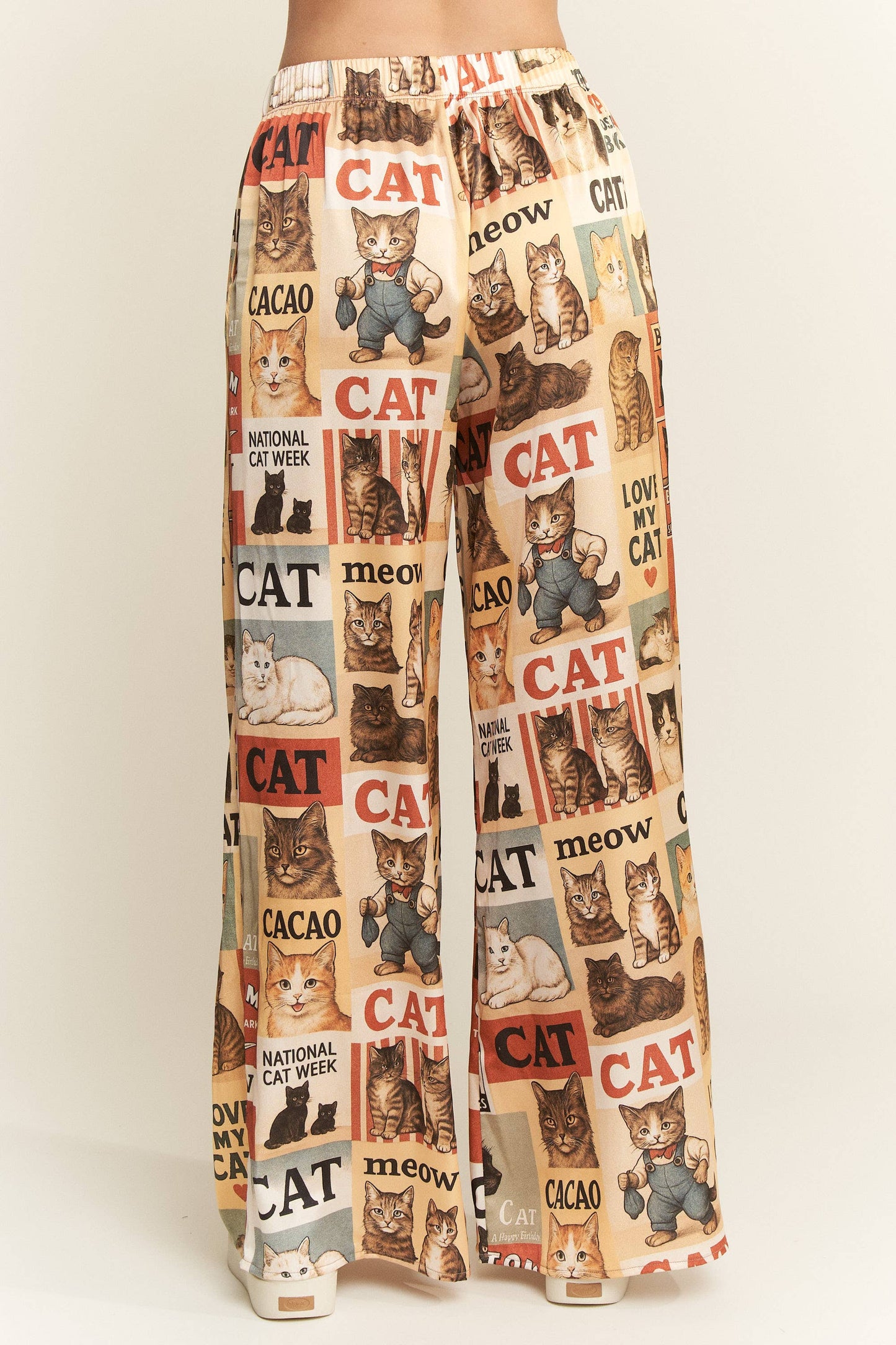 CAT WEEK COLLAGE WIDE LEG PANTS