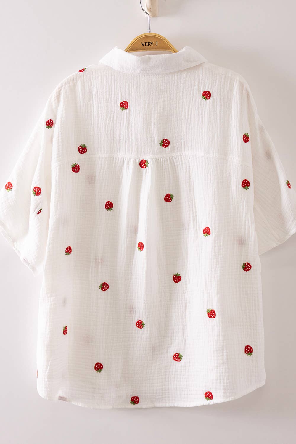 MFruit Embroidery Oversized Gauze Shirt Top