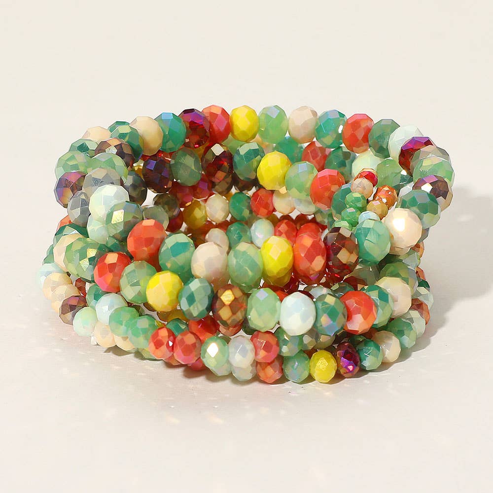 9PCS - Faceted Bead Stretch Bracelets