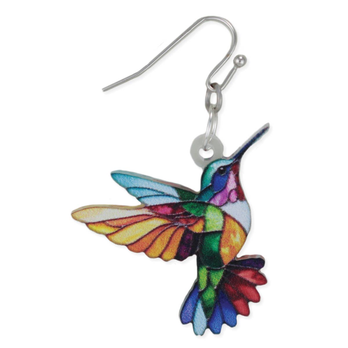 Stained Glass Look Hummingbird Earrings